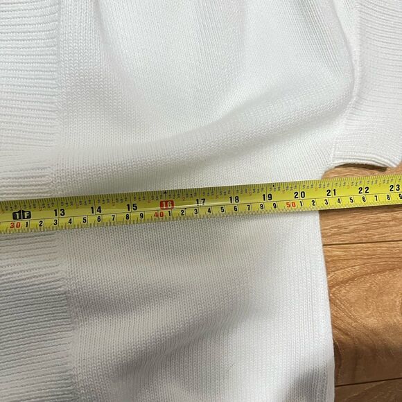 Talbots Cardigan Size L White Open Knit Sweater Short Dolman Sleeve Preppy Top - Picture 4 of 6